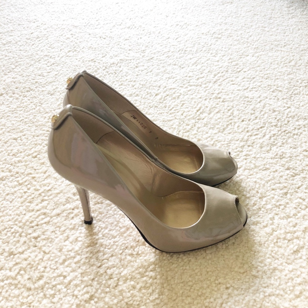 Stuart Weitzman Patent Leather Peep Toe Pump